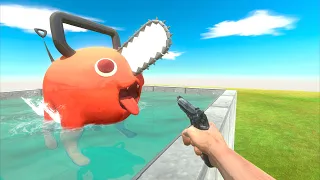 Find And Drop Chainsaw Pochita into Piranha Tank - Animal Revolt Battle Simulator