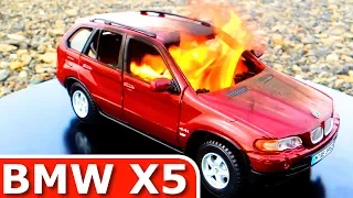 Burning my BMW X5! The Car is on FIRE! Toy Car BURNOUT