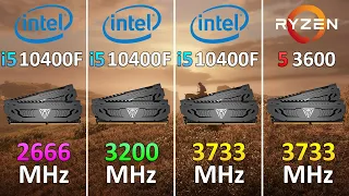 Core i5-10400F RAM performance 2666 MHz 3200 MHz 3733 MHz vs Ryzen 5 3600 RAM 3733 MHz - 1080p/1440p