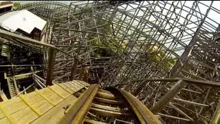 Boardwalk Bullet Wooden Roller Coaster POV Kemah Texas