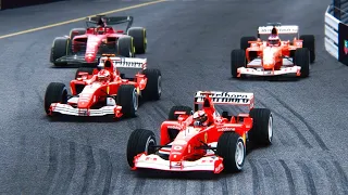 Ferrari F1 2022 F1-75 vs Ferrari F1 2002 - 2003 - 2004 at Monza