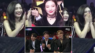 Red Velvet Joy reactions whenever BTS is on the screen