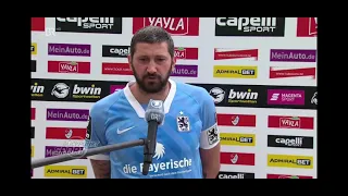 Fußballgott Sascha Mölders (TSV 1860 München) Reaktion nach dem Derby gegen Türkgücü München