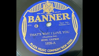Irving Kaufman "That's Why I Love You" (1926) Roaring '20s song on Harmony 229-H
