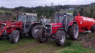 Mixing and spreading slurry with 2 Massey 300 series