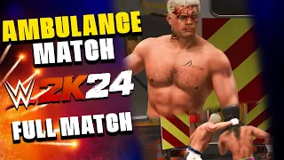 WWE 2K24: FULL AMBULANCE MATCH Cody Rhodes vs Seth Rollins