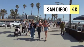 San Diego Beach 🇺🇸 Pacific Beach California walk 4K 60fps March 2023