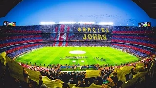 Mosaic and tribute to Johan Cruyff before kick off at the Clasico