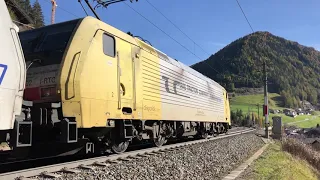 [HD] Brennerbahn: Lokomotion BR 189 Tandem Anfahrt in Steigung mit Auto Zug bei St. Jodok