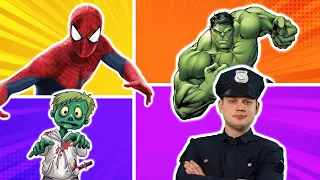 The Superheroes and Zombie and Policeman + MORE | Action Songs for Kids | Kids Songs