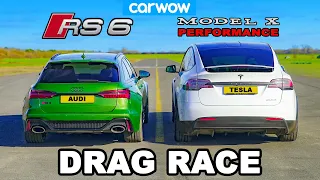 Audi RS6 v Tesla Model X: DRAG RACE