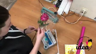 Как сделать букет - живая роза в шаре (обучающее видео)