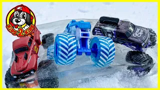 FIRE & ICE Monster Jam & Hot Wheels Monster Trucks ❄️ FROZEN IN ICE