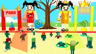 Monster School : Squid Game Doll Rich and Poor With Baby Zombie  - Minecraft Animation