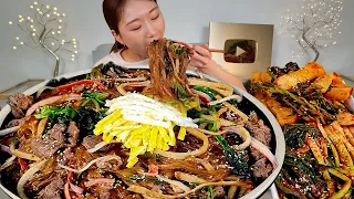 ASMR 가끔 잡채 땡기지않아요? 총각김치 파김치 리얼먹방 :) Korean food japchae, Radish kimchi, Green onion kimchi MUKBANG