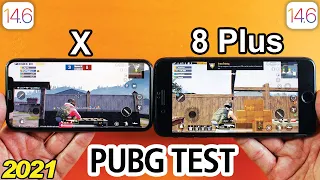 iPhone X vs iPhone 8 Plus PUBG MOBILE TEST in 2021 - IOS 14.6 PUBG TEST😲