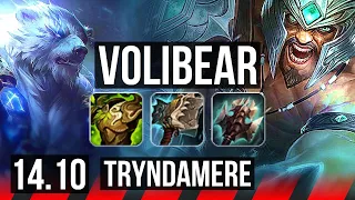 VOLIBEAR vs TRYNDAMERE (TOP) | 8 solo kills, Legendary, 16/3/4, 500+ games | EUW Master | 14.10