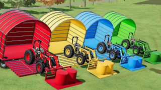 Mini Tractor of Colors! Transport LANDINI Tractors with Mobil Garage to Bale Sell Point! FS22