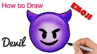 How to Draw Happy Devil emoji | Smiling Face With Horns Drawing