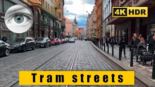 4K Prague walk - The most tram streets: Jindřišská and Vodičkova - Czech Republic 🇨🇿 ASMR HDR