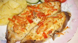 Палтус запечённый с овощами / Baked halibut with vegetables