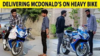 DELIVERING MCDONALD'S ON A SUZUKI HEAVY BIKE - Lahori PrankStar