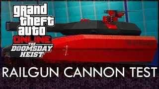 GTA Online Khanjali Tank Regular VS Railgun Cannon Range Test (Doomsday Heist DLC)