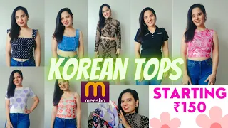 Affordable korean tops |haul video|try on #meesho #meeshotops #affordable #collegewear #officewear