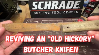 Reviving an Old Hickory USA Made Butcher Knife: Rust Removal & Wooden Handle Restoration!!