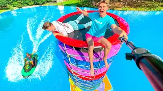 I Built the World’s Tallest TRAMPOLINE Tower on WATER!!