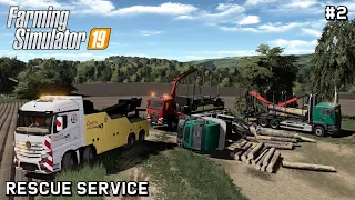 Rescuing overturned MAN timber truck | Rescue Service | Farming Simulator 19 | Episode 2