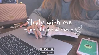 Study with me ♡ 1h40min | lofi, coffee shop, real-time, art student |