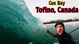 SURFING CANADA'S MOST POPULAR WAVE -  COX BAY, TOFINO (RAW POV)