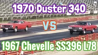 1967 Chevelle SS396 L78 vs 1970 Plymouth Duster 340 - PURE STOCK DRAG RACE + history/specs