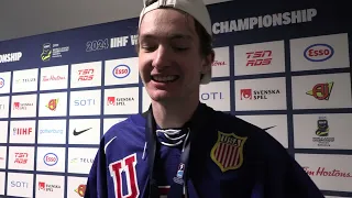 Trey Augustine Says Team USA's Defense Was 'Fantastic' In Win Over Sweden At World Juniors 2024