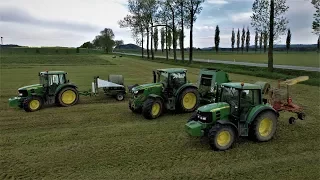 Jeleni na pastvě - John Deere 6150R autopower, 6430, 6230, lis 582 (45 000 balíků), SIP, McHale