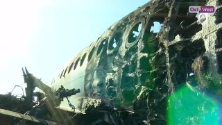 Superjet после крушения в Шереметьево: видео из салона сгоревшего самолеа