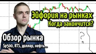 Эйфория на рынках. Перекладка из техов. Обзор Sp500, доллар рубль, RTS, нефть, газпром, сбербанк...