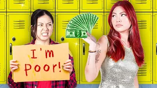 RICH VS BROKE GIRL AT SCHOOL | FUNNY & CRAZY SITUATIONS BY CRAFTY HACKS PLUS