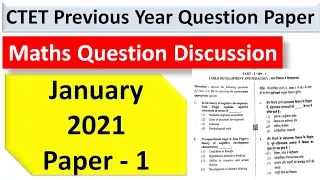 CTET Maths January 2021 paper 1 || CTET Maths Previous Year || CTET Maths Answer Key