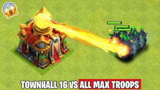 Town Hall 16 Vs All Max Troops - Clash of clans