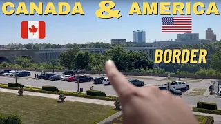 The Border Of America And Canada From Niagara Falls | USA - CANADA Border Crossing