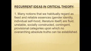 Liberal Humanism - Lecture 3 - Literary theory