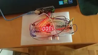 Combine Ultrasonic Sensor with 4 Digits 7 Segment Display