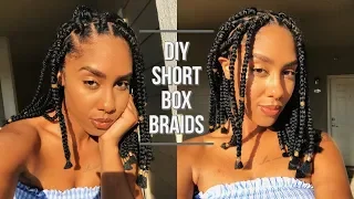 HOW TO: SHORT BOX BRAIDS|RUBBER BAND METHOD|90s INSPO