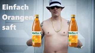 Money boy macht Werbung für Orangensaft