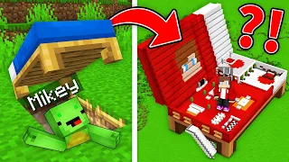 JJ's RICH Bed vs Mikey's POOR Bed SECRET BASE Build Battle in Minecraft - Maizen