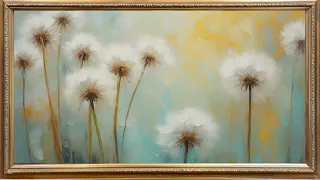 Spring Dandelion Puffs Vintage Frame TV Screensaver Wallpaper Background Framed Art Painting Decor