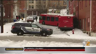 Port Authority Bus Slides On Ice, Crashes Into House Uptown