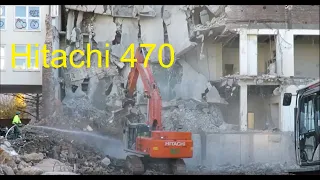 Excavator Hitachi 470 demolition site -